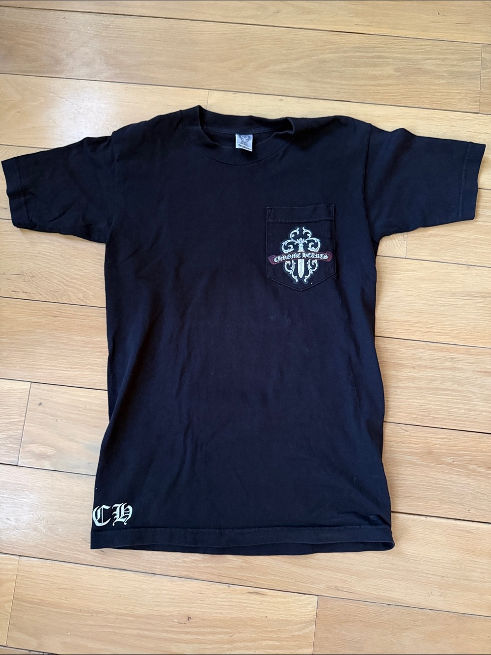 Chrome Hearts Black Short Sleeve Pocket Tee with dagger